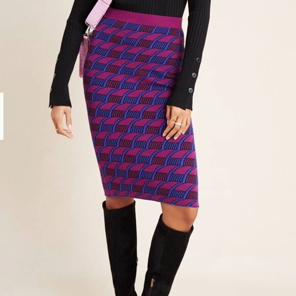 Anthropologie Patterned Sweater Pencil Midi Skirt Size XL NWT - Picture 6 of 11
